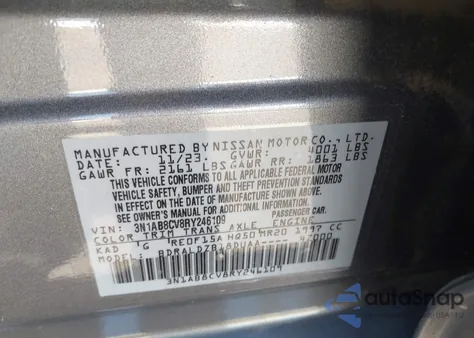 2024 Nissan Sentra Sv Xtronic Cvt z USA, uszkodzony, nr VIN 3N1AB8CV8RY246109